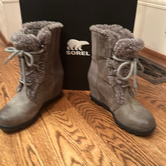 Sorel Joan of Arctic Wedge 11 Shearling Quarry SZ 7 - Picture 2 of 11